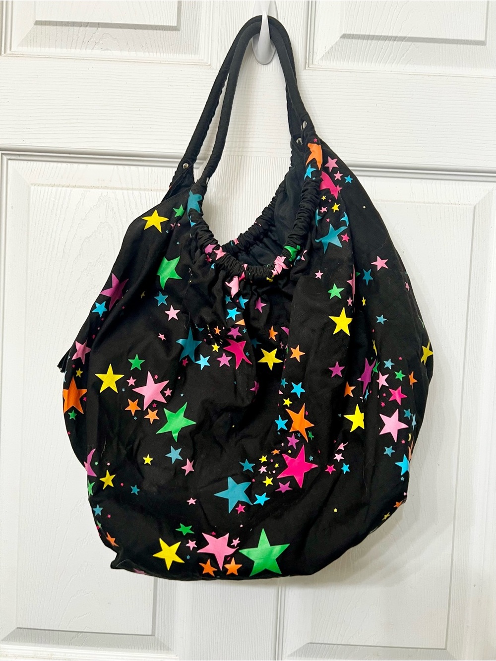 Black Multicolor Star Hobo Bag